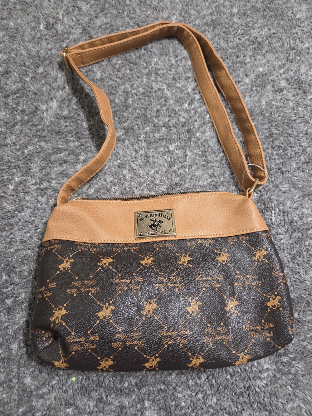Beverly Hills Polo Club Brown and Tan Signature Crossbody Bag